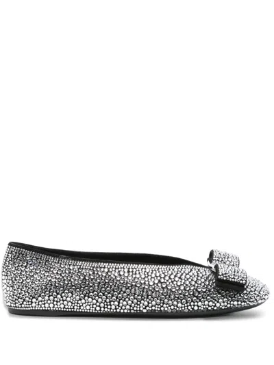 Ferragamo Crystal-embellished Ballet Flat In Gray
