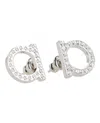 Ferragamo Circular Silver-tone Bijoux Earrings With Glass Accents In Metallic