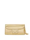 Ferragamo Crystal-embellished Chain-strap Clutch Bag In Gold