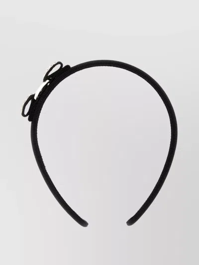 Ferragamo Crystal Embellished Cotton Blend Hair Band In Black