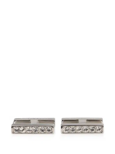 Ferragamo Crystal Embellished Cufflinks In Metallic