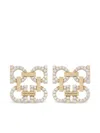 Ferragamo Crystal Embellished Four Gancini Clip On Earrings