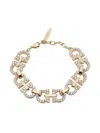 Ferragamo Crystal Embellished Gancini Bracelet In Gold