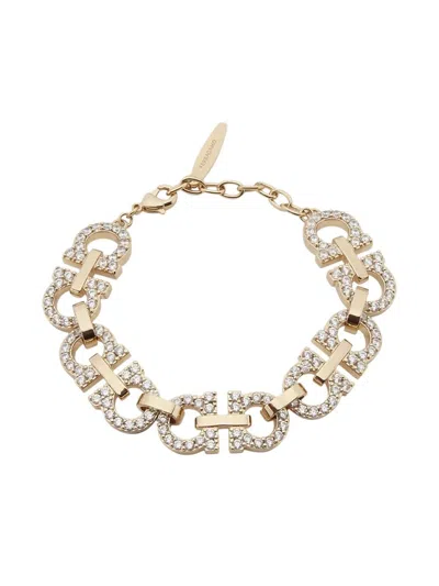 FERRAGAMO FERRAGAMO CRYSTAL EMBELLISHED GANCINI BRACELET