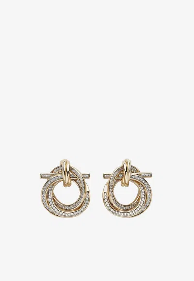 Ferragamo Crystal-embellished Gancini Earrings In Gold