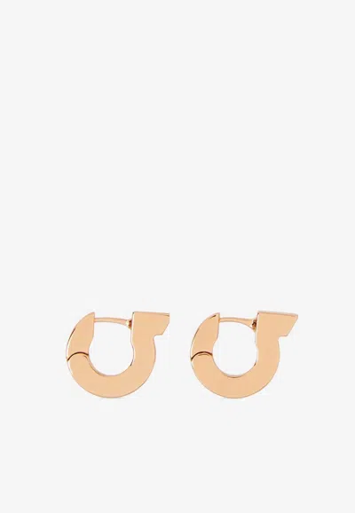Ferragamo Crystal Embellished Gancini Hoop Earrings