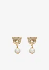 Ferragamo Crystal Embellished Gancini Pearl Drop Earrings In Gold