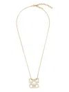 Ferragamo Crystal Embellished Four Gancini Pendant Necklace