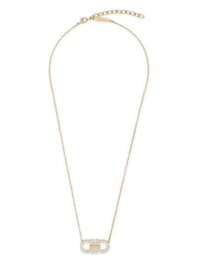 FERRAGAMO FERRAGAMO CRYSTAL EMBELLISHED GANCINI PENDANT NECKLACE