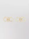 Ferragamo Crystal Embellished Gold Tone Stud Earrings