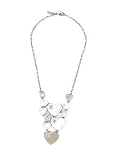Pre-owned Ferragamo Crystal-embellished Hearts Necklace