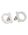 Ferragamo Circular Silver-tone Bijoux Earrings With Glass Accents In Metallic