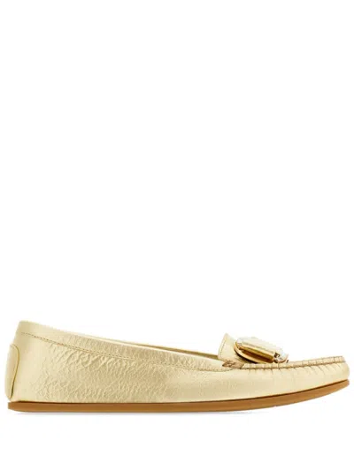 Ferragamo Crystal Embellished Driver Loafer In Silver