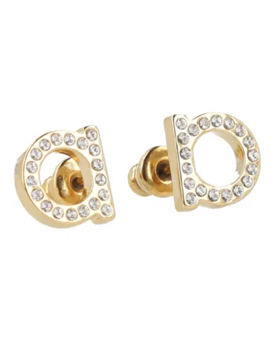 Ferragamo Crystal-embellished Mini Bijoux Earrings In Gold