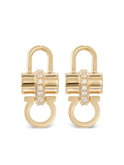 Ferragamo Crystal Embellished Padlock Earrings