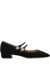 Ferragamo Crystal Embellished Mary Jane In Black