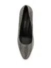 Ferragamo Silver Satin Crystal Embellished Pointed Toe Pumps In Gray