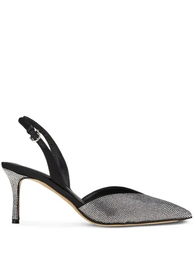 Ferragamo Ileen Crystal Embellished Slingback Pointed Toe Pump In Nero