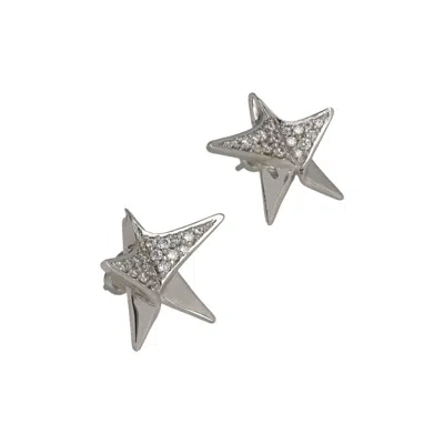 Pre-owned Ferragamo Crystal Embellished Star Earrings 'silver' | Women's Size Onesize