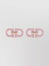 Ferragamo Golden Gancini Crystal Stud Earrings In Pink