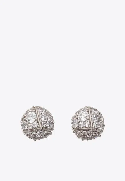 Ferragamo Pine Rhinestone-embellished Earrings In Silver