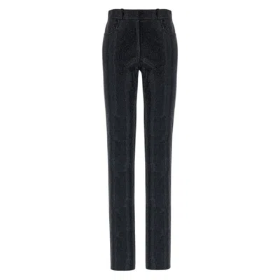 Ferragamo Crystal Embellished Trousers In Black