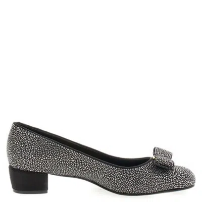 Ferragamo Crystal Embellished Vara Bow Pumps In Black