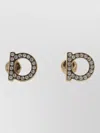 Ferragamo Crystal Embellishment Stud Earrings Jewelry Piece In Gold