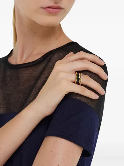 Ferragamo Crystal Enamel Band Ring In Gold