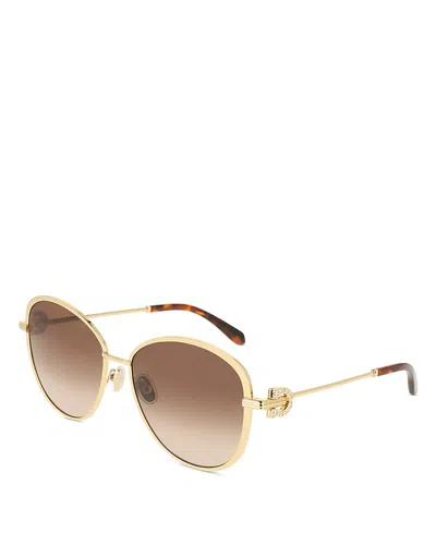 Ferragamo Crystal Gancini Metal Sunglasses, 61mm In Brown