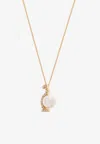 Ferragamo Crystal Gancini Pendant Chain Necklace In Gold