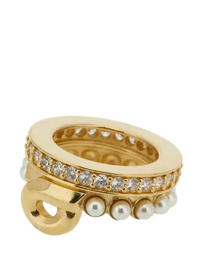 Ferragamo Crystal Gancini Scarf Clip In Gold