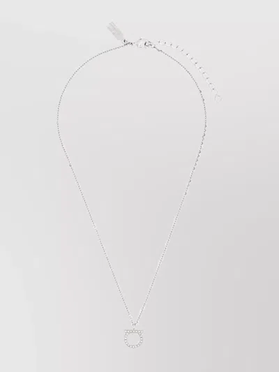Ferragamo Crystal Gancio Pendant Chain Necklace In Metallic