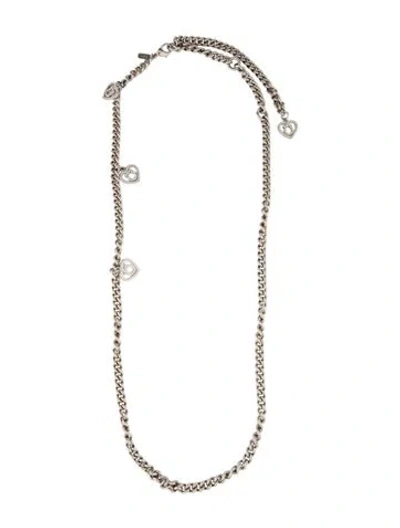 Pre-owned Ferragamo Crystal Heart Chain Necklace, 41", 41" In Multi
