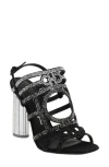 Ferragamo Florenza Crystal-embellished Slingback Heel Sandals In Black