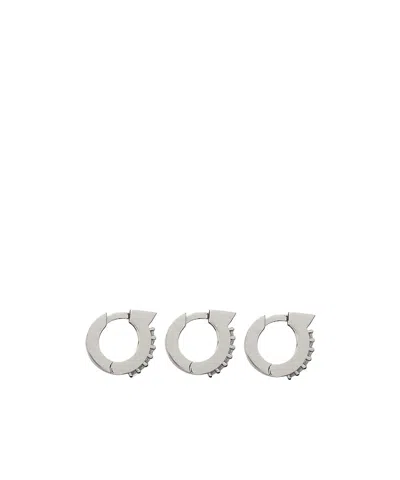 Ferragamo Crystal Inlaid Earrings In White