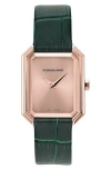 FERRAGAMO CRYSTAL LEATHER STRAP WATCH, 27MM X 34MM