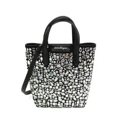 Pre-owned Ferragamo Crystal Leather Tote Bag () In Black