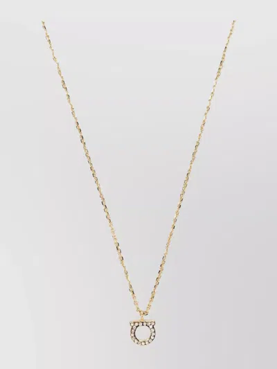 Ferragamo Crystal Link Pendant Necklace