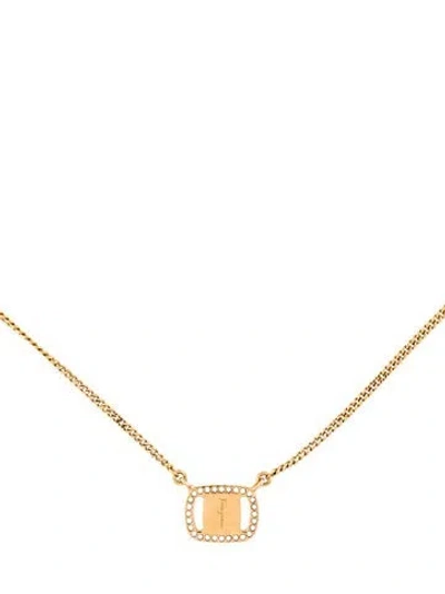 Pre-owned Ferragamo Crystal Pendant Necklace, 16.75", 16.75" In Multi