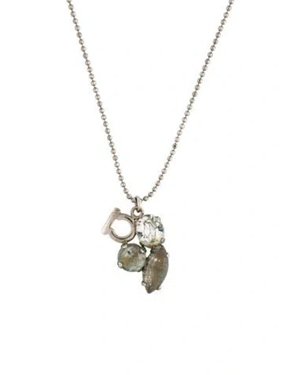 Pre-owned Ferragamo Crystal Pendant Necklace, 18.5", 18.5" In Multi