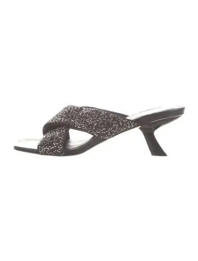 Pre-owned Ferragamo Crystal Slides In Gray