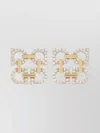Ferragamo Crystal Stud Geometric Clip Earrings In Gold