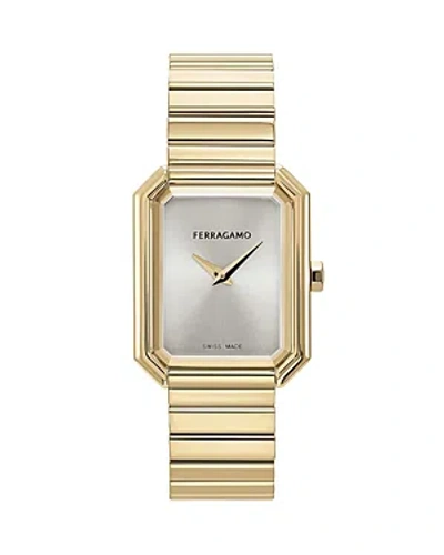 Ferragamo Crystal Bracelet Watch, 27mm X 34mm In Silver/gold