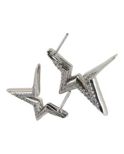 Ferragamo Crystal-embellished Asymmetrical Star Earrings In Silver