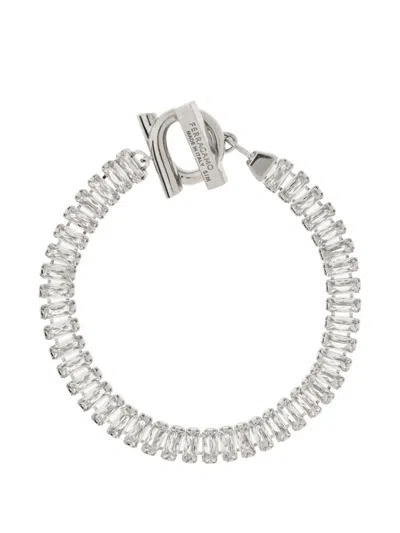 Ferragamo Crystal-embellished Gancini Bracelets In Metallic