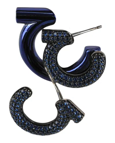 Ferragamo Crystal-embellished Gancini Half-hoop Earrings In Black