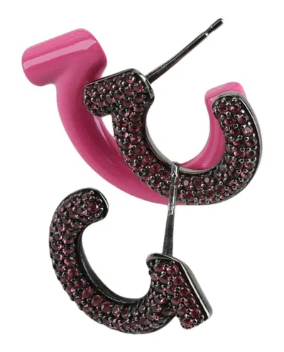 Ferragamo Crystal-embellished Gancini Half-hoop Earrings In Pink