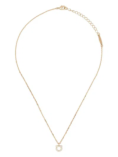 Ferragamo Crystal-embellished Gancini Necklace In Transparent