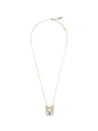 Ferragamo Crystal-embellished Gancini Necklace In Gold